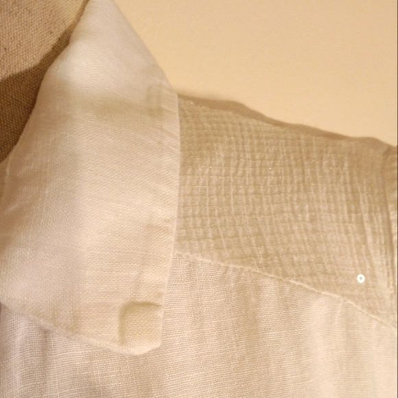 Francesca Bettini Linen Sleeveless Button Up Top SZ Large w/ Sequined detail - Picture 3 of 11